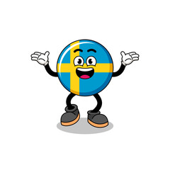 sweden flag cartoon searching with happy gesture