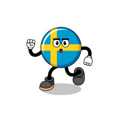 Fototapeta premium running sweden flag mascot illustration