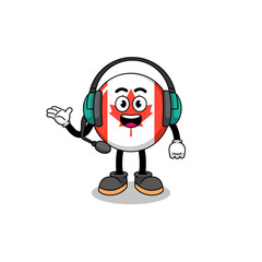 Mascot Illustration of canada flag as a customer services