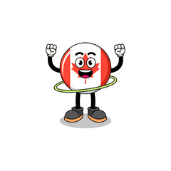 Character Illustration of canada flag playing hula hoop