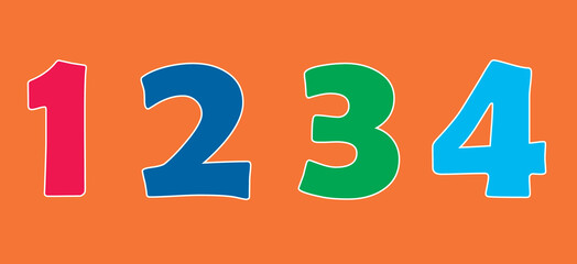 one two three four with orange color