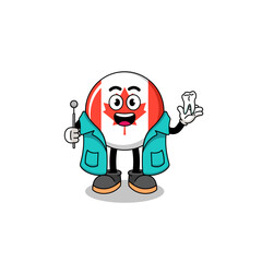 Illustration of canada flag mascot as a dentist