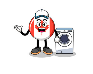 canada flag illustration as a laundry man