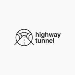 simple highway tunnel, passenger, hallway, rail iconic logo design vector illustration with outline, modern and elegant styles for building and construction business isolated on white background. 