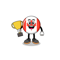 Cartoon mascot of canada flag holding a trophy