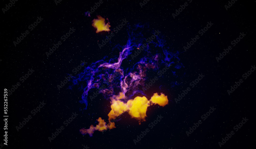 Poster colorful space background with nebula and stars. 3d rendering.
