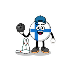 Mascot of finland as a bowling player