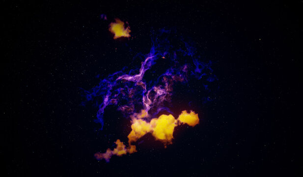 Colorful space background with nebula and stars. 3D rendering. © eevl