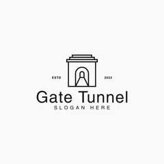 creative gate tunnel passenger construction iconic logo design vector illustration with modern, elegant and minimalist styles isolated on white background