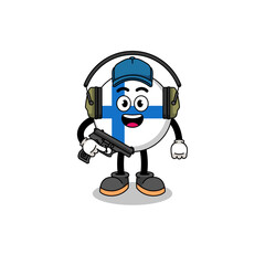 Character mascot of finland doing shooting range