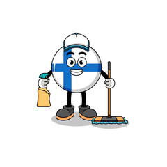 Character mascot of finland as a cleaning services