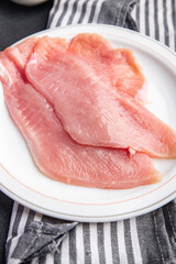 turkey meat raw fillet poultry  diet snack meal food on the table copy space food background top view