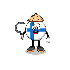 Illustration of finland as an asian farmer
