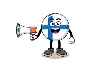 finland cartoon illustration holding megaphone