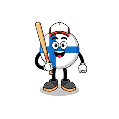 finland mascot cartoon as a baseball player