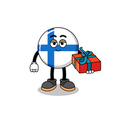 finland mascot illustration giving a gift