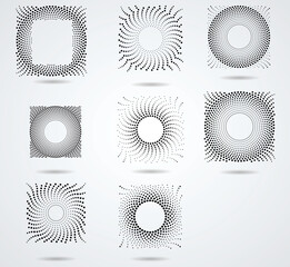 Halftone dots in circle form. round logo . vector dotted frame . Half tone design element.
