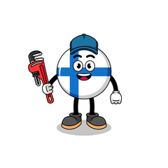 finland illustration cartoon as a plumber