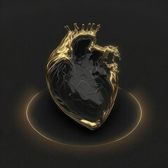 black heart with gold lines created by generative ai