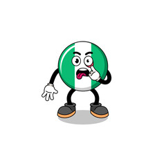 Character Illustration of nigeria flag with tongue sticking out