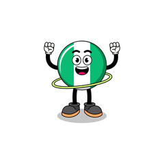 Character Illustration of nigeria flag playing hula hoop