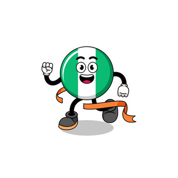 recommend clip art: Mascot cartoon of nigeria flag running on finish line