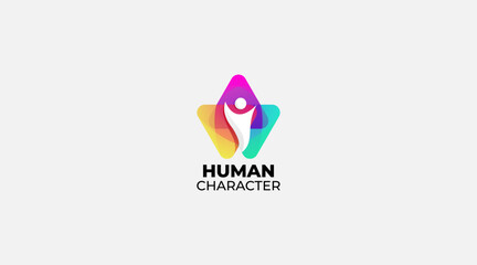 Gradient Human character logo design vector illustration