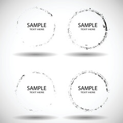 Vector Frames. circle for image. distress texture . Grunge Black gough borders  . Dirt effect . 