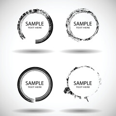 Vector Frames. circle for image. distress texture . Grunge Black gough borders  . Dirt effect . 