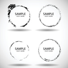 Vector Frames. circle for image. distress texture . Grunge Black gough borders  . Dirt effect . 