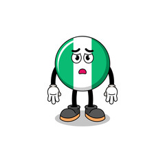 nigeria flag cartoon illustration with sad face