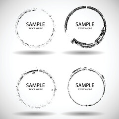 Vector Frames. circle for image. distress texture . Grunge Black gough borders  . Dirt effect . 