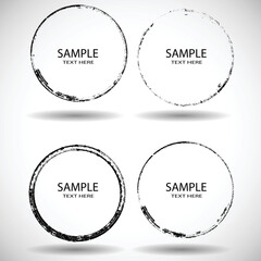 Vector Frames. circle for image. distress texture . Grunge Black gough borders  . Dirt effect . 