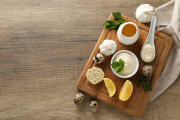 Concept of sauce, mayonnaise, space for text