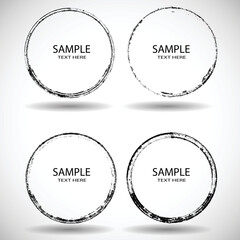 Vector Frames. circle for image. distress texture . Grunge Black gough borders  . Dirt effect . 
