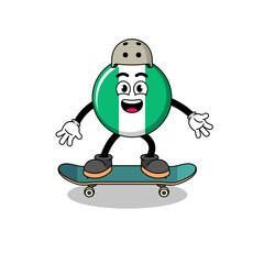 nigeria flag mascot playing a skateboard