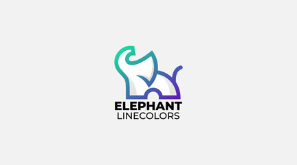 Elephant line art logo color design vector illustration symbol