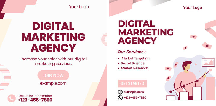 Digital Marketing Social Media Post banner Template, social media post banner design template. business marketing post. Digital marketing agency post banner, Digital marketing expert banner.