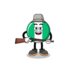 Cartoon Illustration of nigeria flag hunter