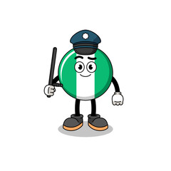Cartoon Illustration of nigeria flag police