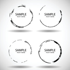 Vector Frames. circle for image. distress texture . Grunge Black gough borders  . Dirt effect . 
