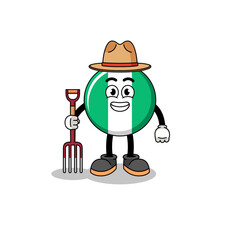 Cartoon mascot of nigeria flag farmer