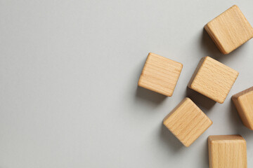 Blank wooden cubes for different concepts, space for text