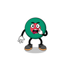 Character Illustration of bangladesh flag with tongue sticking out