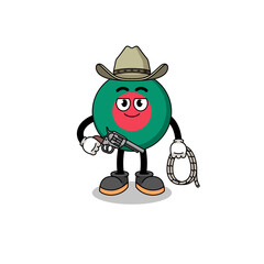 Character mascot of bangladesh flag as a cowboy