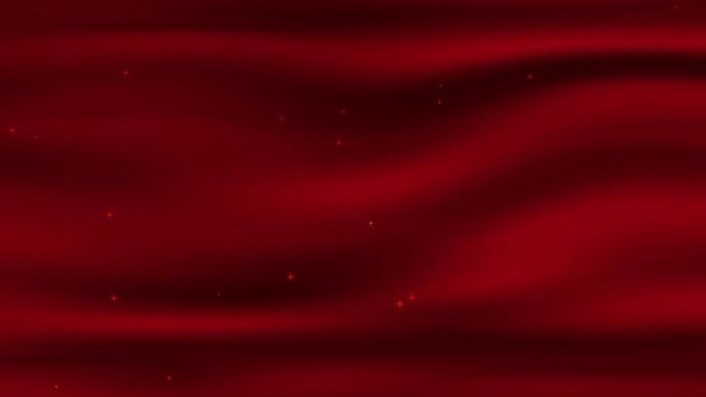 Soft fluttering red wavy fabric with sparkling stars background of satin effect fabric for opening ceremony and awards ceremony