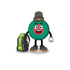 Illustration of bangladesh flag mascot as a hiker