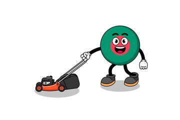 bangladesh flag illustration cartoon holding lawn mower