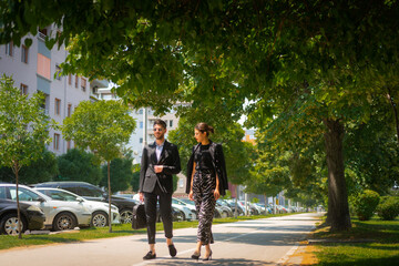 A cute businessman and a businesswoman