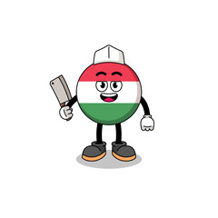 Mascot of hungary flag as a butcher
